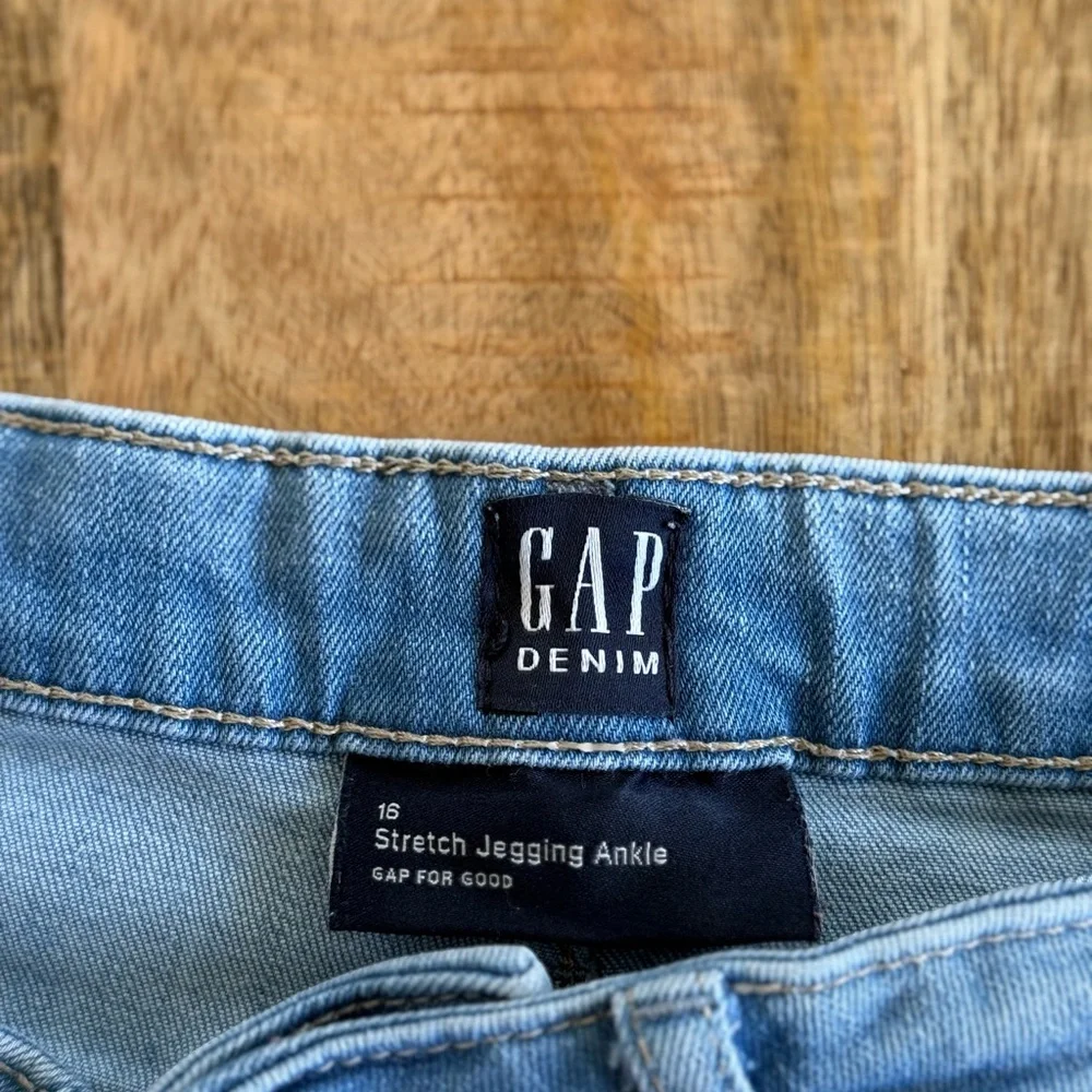GAP Floral Embroidered Stretch Jegging Ankle Jeans Light Wash Size 16